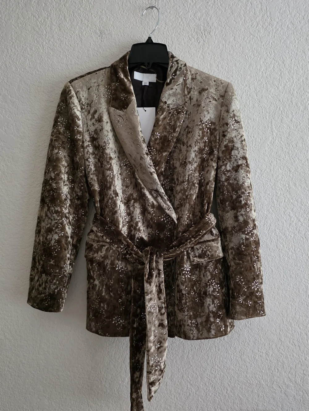 ZARA METALLIC THREAD VELVET BLAZER WITH BELT SIZE XL